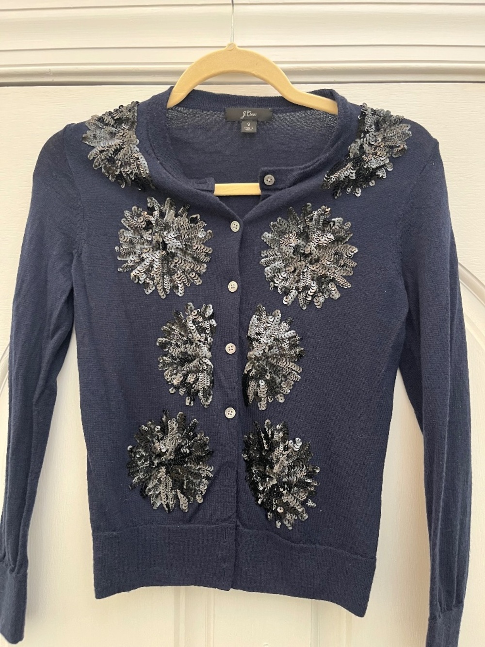 J Crew Navy Cardigan with Sequins (s) -